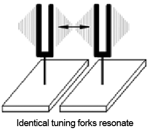 Identical tuning forks resonate