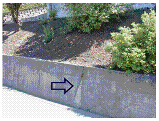 Break in wall Break in the wall due to earth shiftings